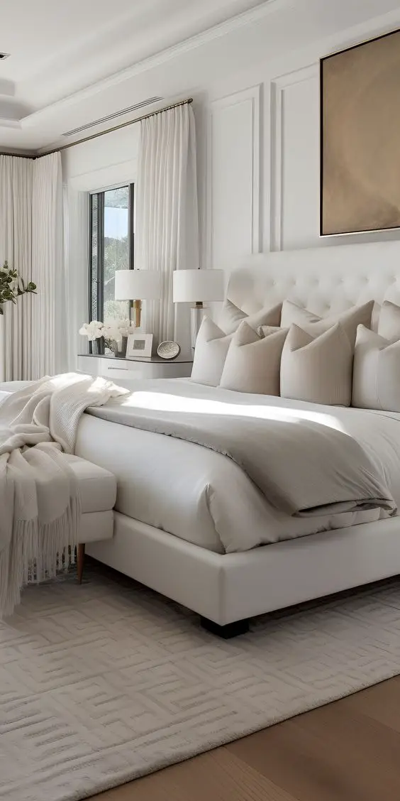 Timeless Elegance: White Bedroom Design 2024 | Ideas, Furniture, Decor, and Accents for a Serene Haven