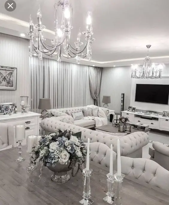 2024 White Living Room Designs: Modern Luxury, Grey Elegance, Black & White Timelessness, and Vibrant Pops of Red and Green