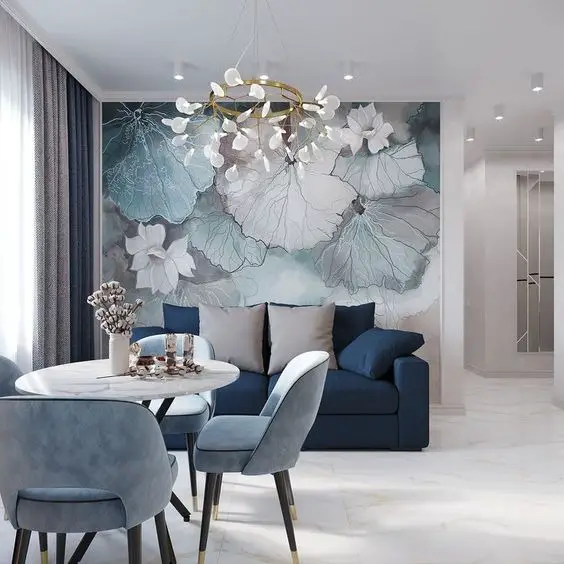 Blue Living Room Design 2024: Elevate with Navy, Gray, and Royal Paint Wall Elegance