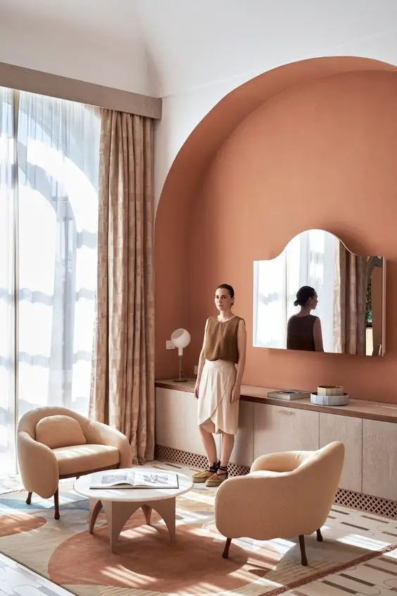 Peach Living Room Designs 2024: Elevate Your Space with Trendsetting Peach Interior Harmony