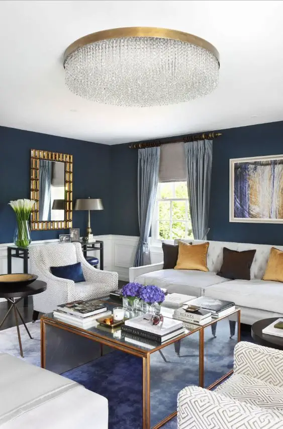 Blue Living Room Design 2024: Elevate with Navy, Gray, and Royal Paint Wall Elegance