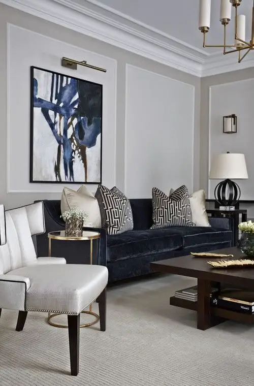 Blue Living Room Design 2024: Elevate with Navy, Gray, and Royal Paint Wall Elegance