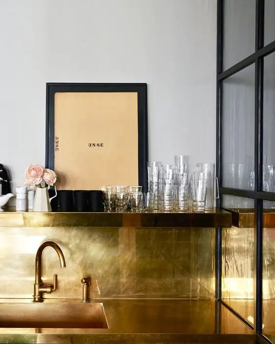 Elevate Your Kitchen with Luxe Gold Cabinets & Trendy Hardware