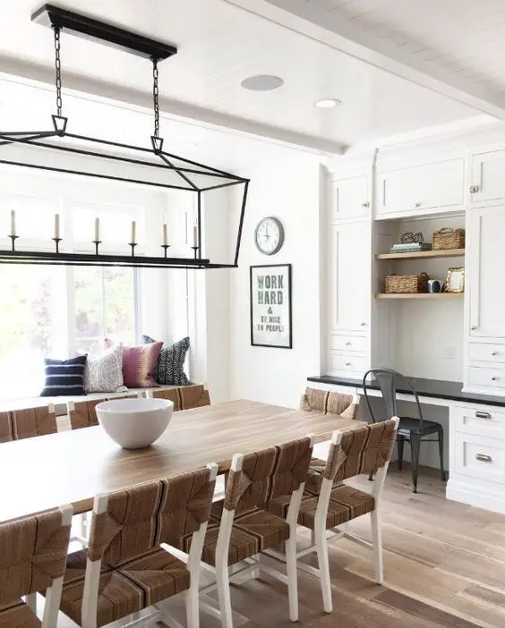 Innovative Desk in Dining Room Designs for Chic Home Offices