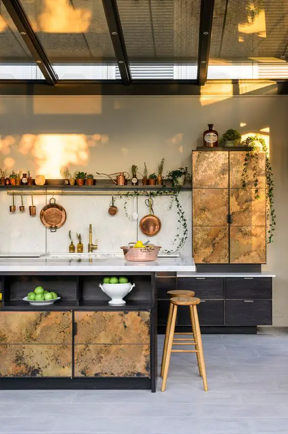 Elevate Your Kitchen with Luxe Gold Cabinets & Trendy Hardware