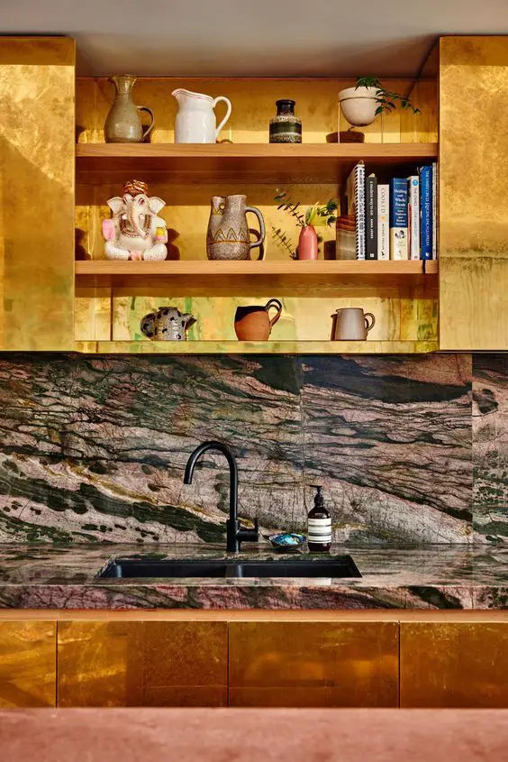 Elevate Your Kitchen with Luxe Gold Cabinets & Trendy Hardware