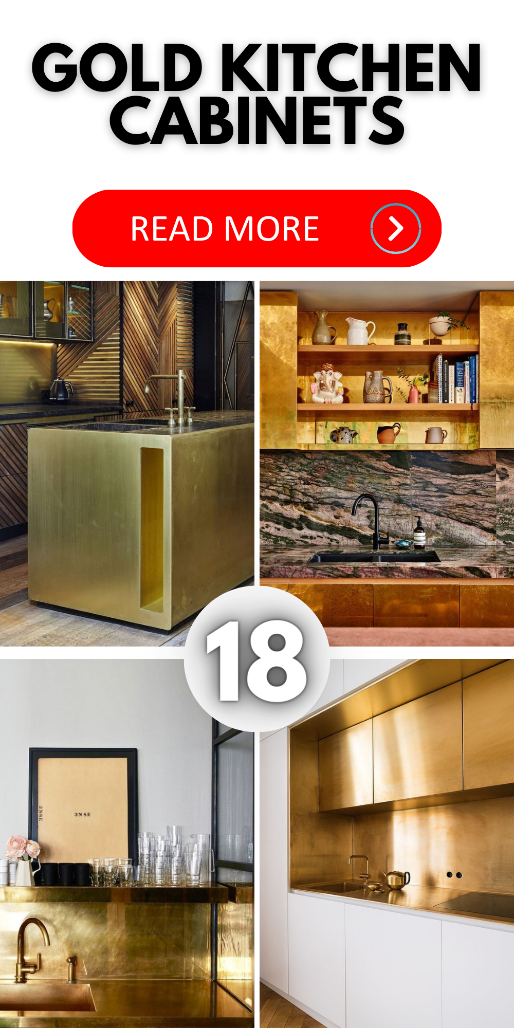 Elevate Your Kitchen with Luxe Gold Cabinets & Trendy Hardware