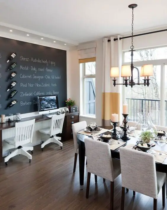 Innovative Desk in Dining Room Designs for Chic Home Offices