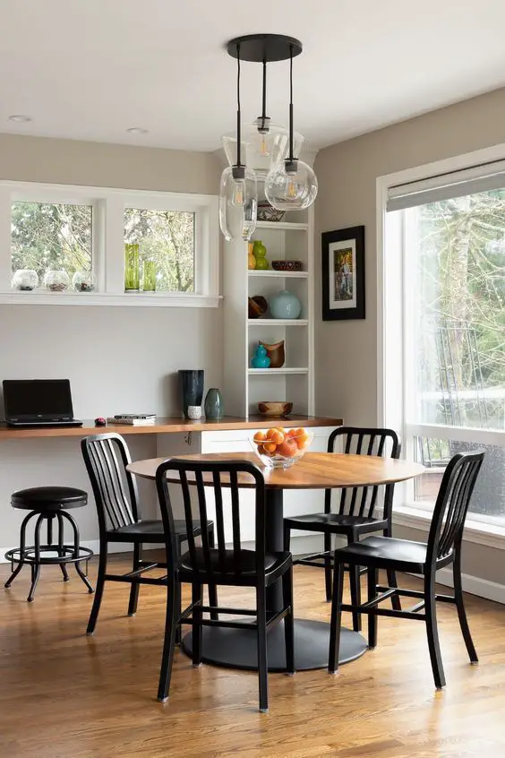 Innovative Desk in Dining Room Designs for Chic Home Offices