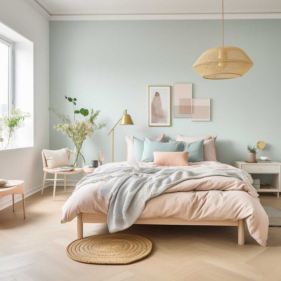 Bedroom with personalized touches, such as artwork, plants, and textiles