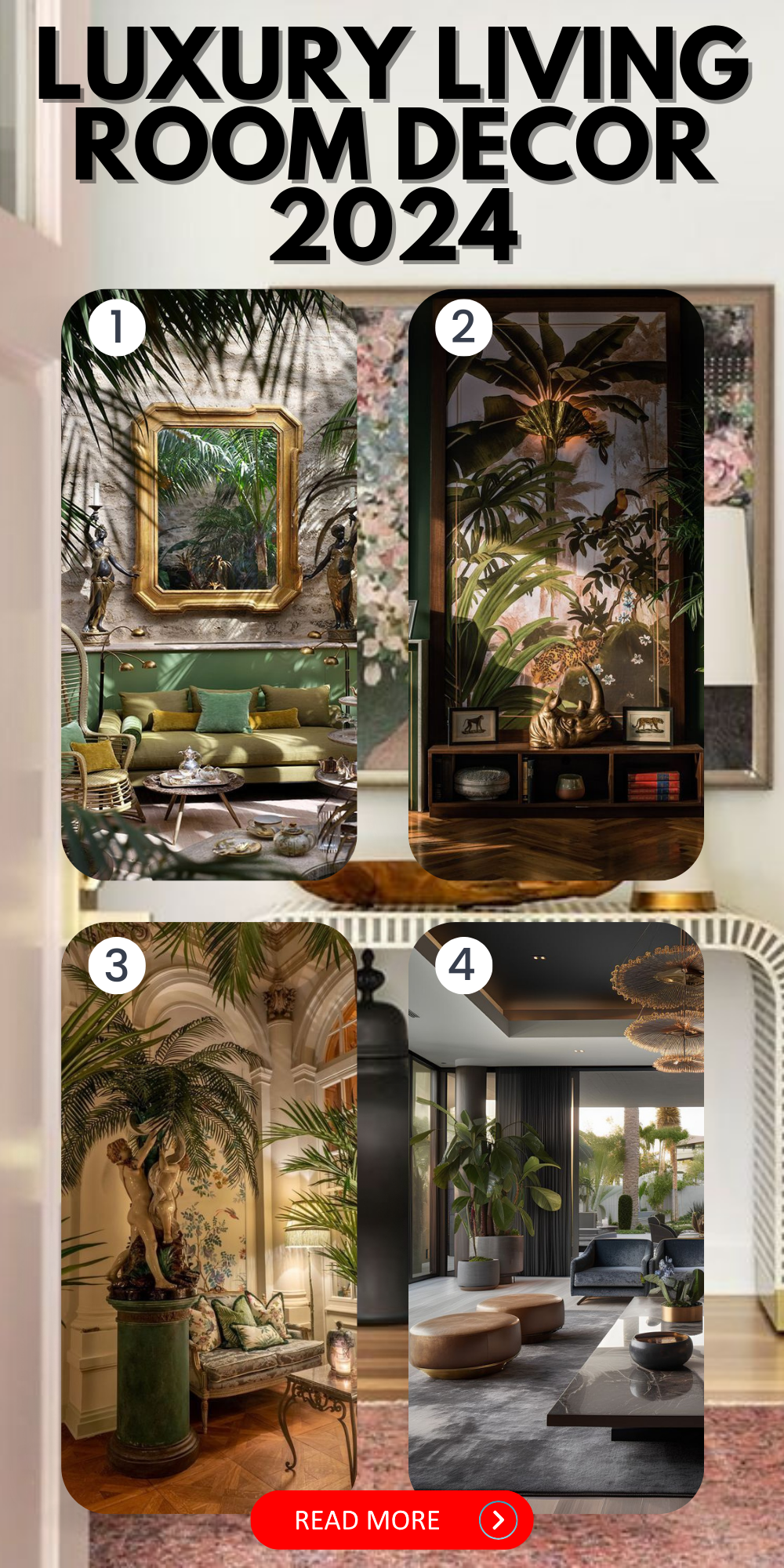 Explore 2024 Luxury Living Room Decor Trends: Glamour & Elegance